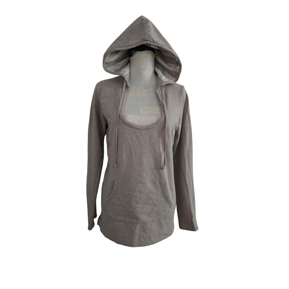 Banana Republic Women's Taupe Gray Scoop Neck Hoodie Pullover Size Medium